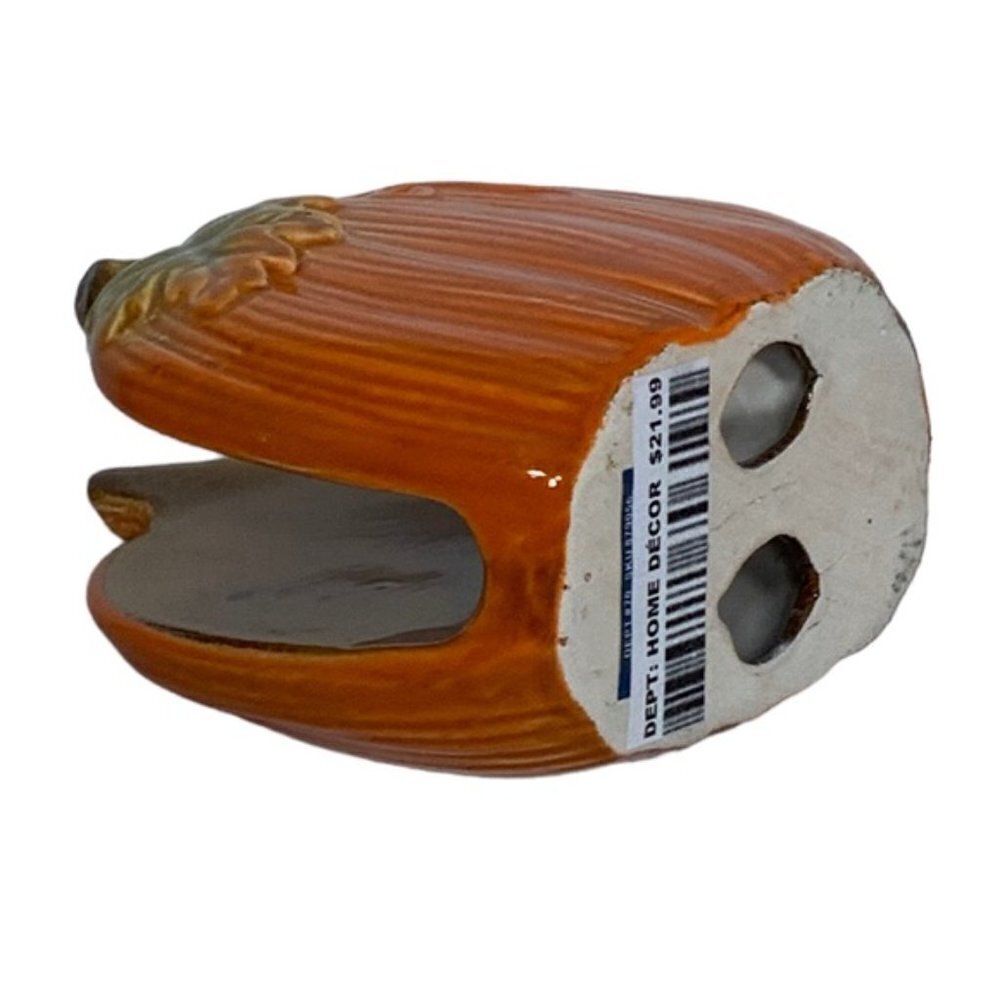 Pumpkin Napkin Holder Hand Painted Glazed Ceramic Seasonal Functional Art - Picture 7 of 12